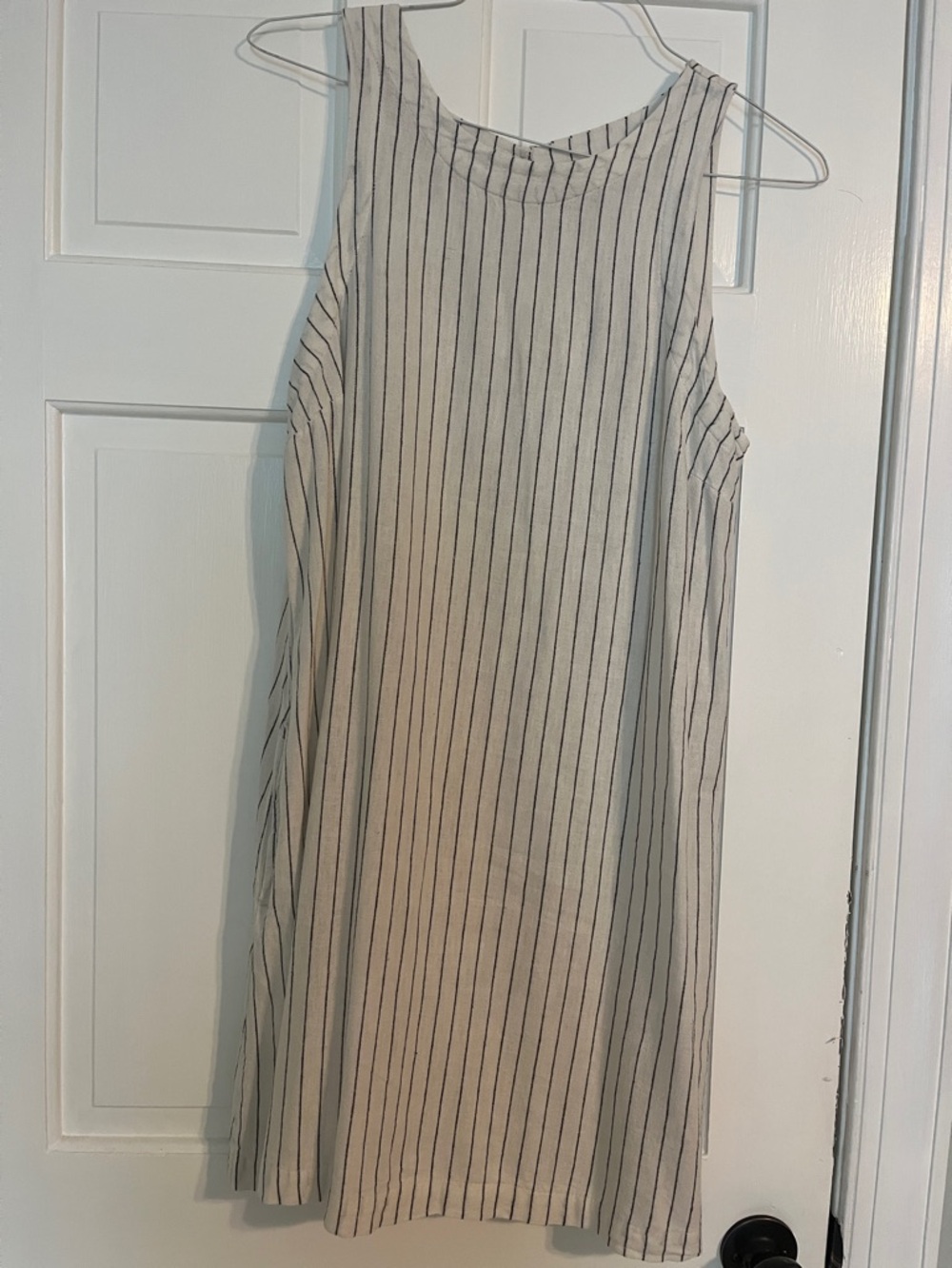 a new day Cream and Black Striped Sleeveless Shift Dress